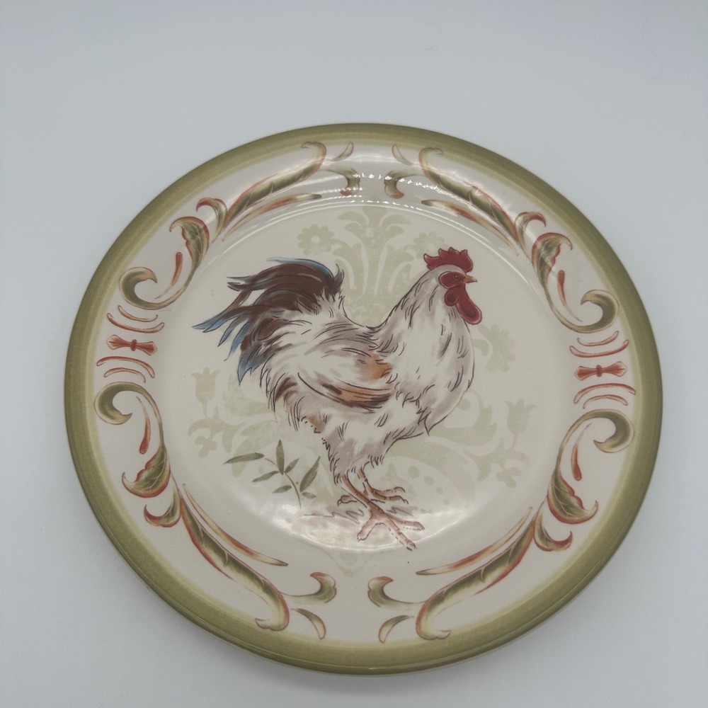 Pier 1 Imports Rooster Ironstone Salad Lunch Plate Farmhouse Country Decor 8.5"